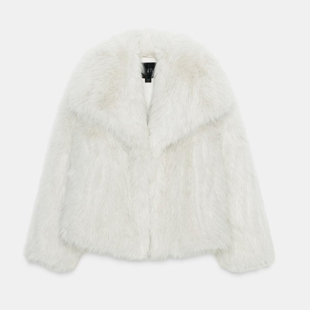 Zara ZW COLLECTION SHORT FAUX FUR COAT